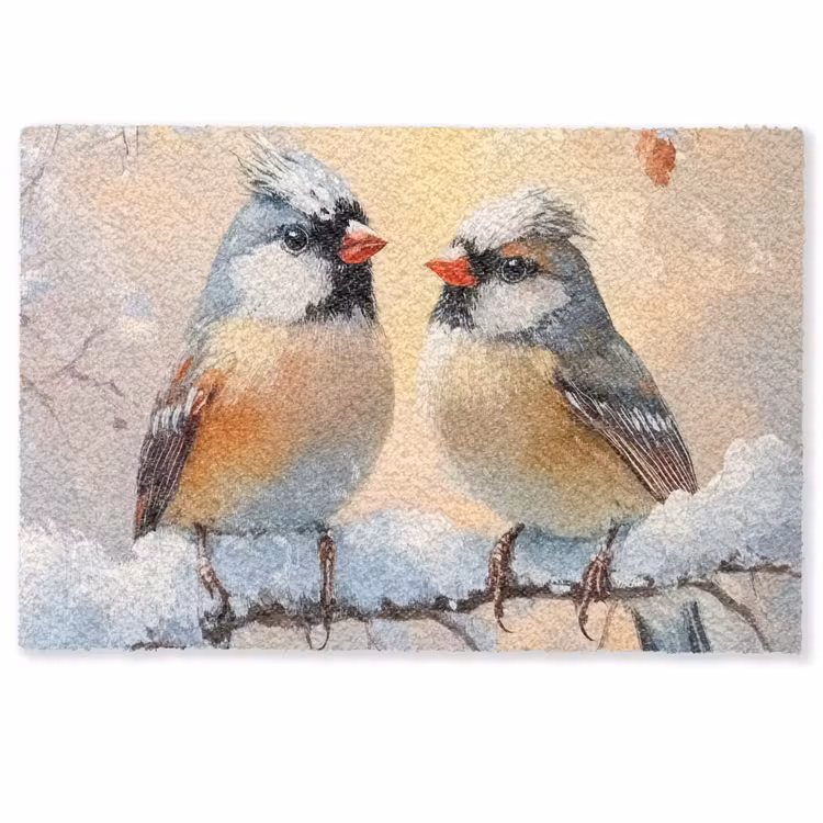 Vogels - Tak - Winter - Sneeuw Deurmat klein -zkaufland3d