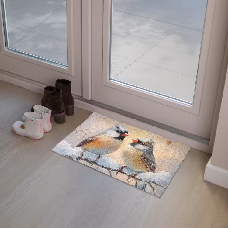 Vogels - Tak - Winter - Sneeuw Deurmat klein -sfeer3