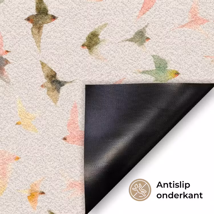 Vogels - Vliegen - Kleurrijk Deurmat klein 898 -antislip_NL