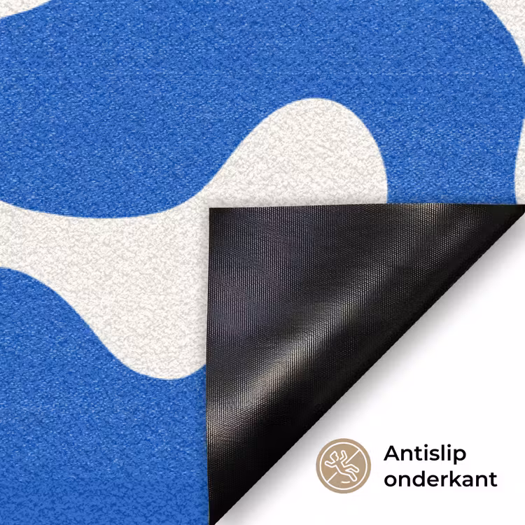 Vormen - Abstract - Blauw - Golven Deurmat klein -antislip_NL