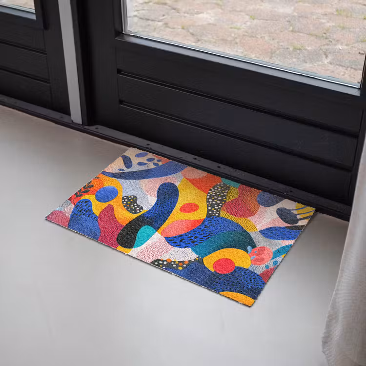 Vormen - Abstract - Stippels - Blauw Deurmat klein -sfeer2