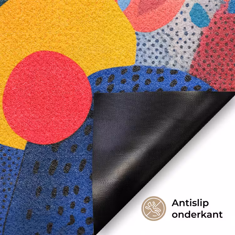 Vormen - Abstract - Stippels - Blauw Deurmat klein -antislip_NL