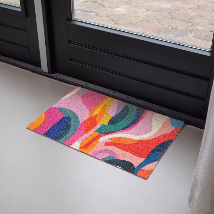 Vormen - Golvend - Abstract - Felroze Deurmat klein -sfeer2