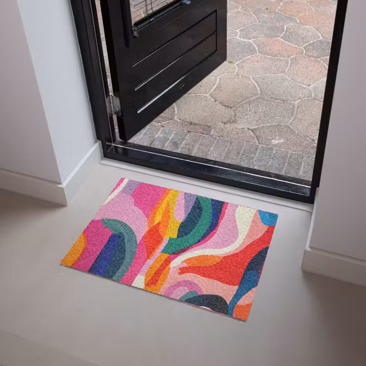 Vormen - Golvend - Abstract - Felroze Deurmat klein -sfeer5