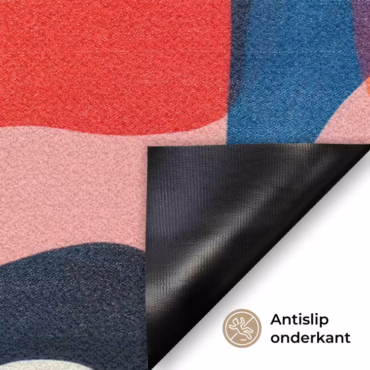 Vormen - Golvend - Abstract - Felroze Deurmat klein -antislip_NL
