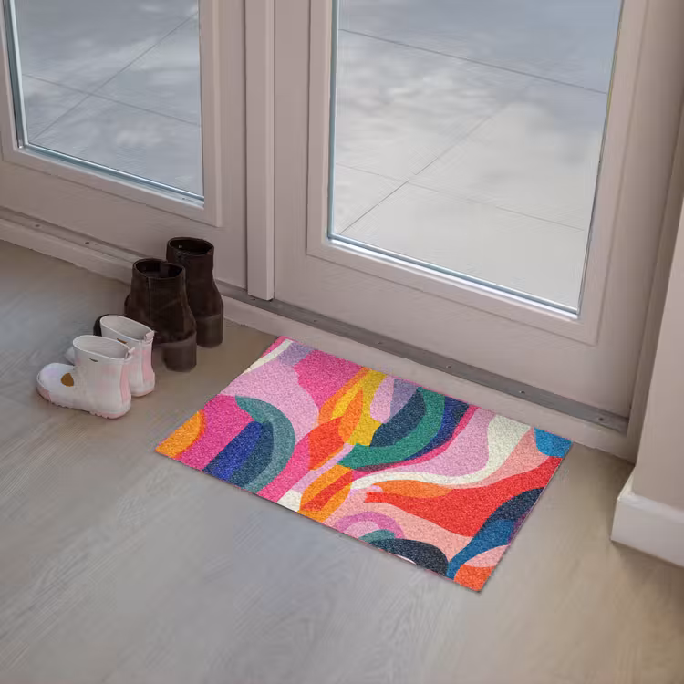Vormen - Golvend - Abstract - Felroze Deurmat klein -sfeer3