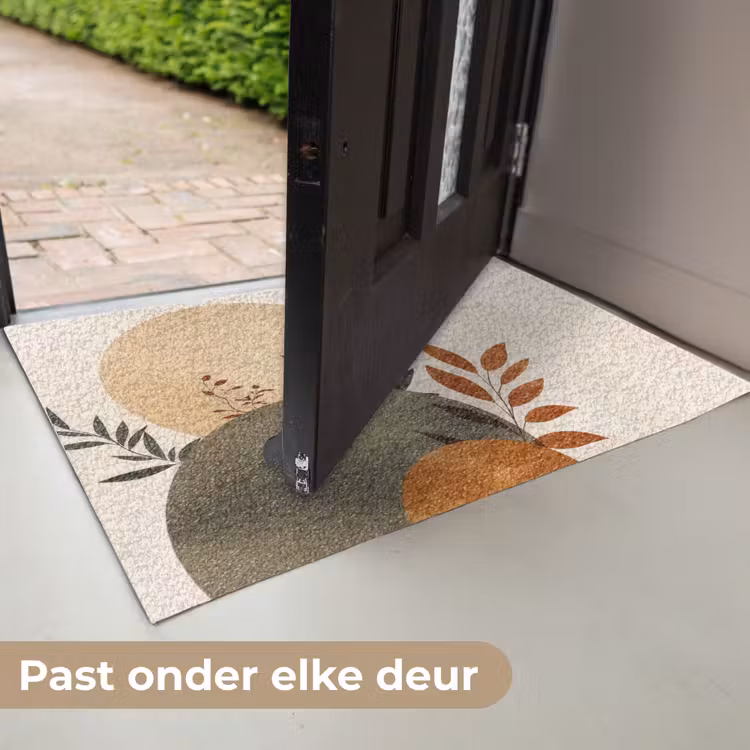 Vormen - Rond - Bladeren - Beige Deurmat klein -USP_NL