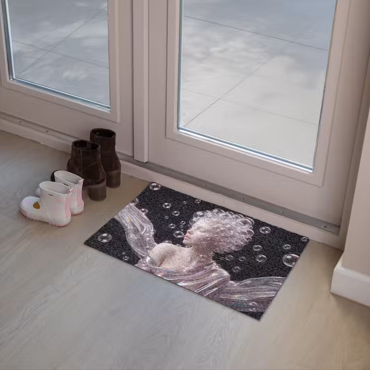 Vrouw - Bellen - Abstract - Kleurrijk Deurmat klein -sfeer3