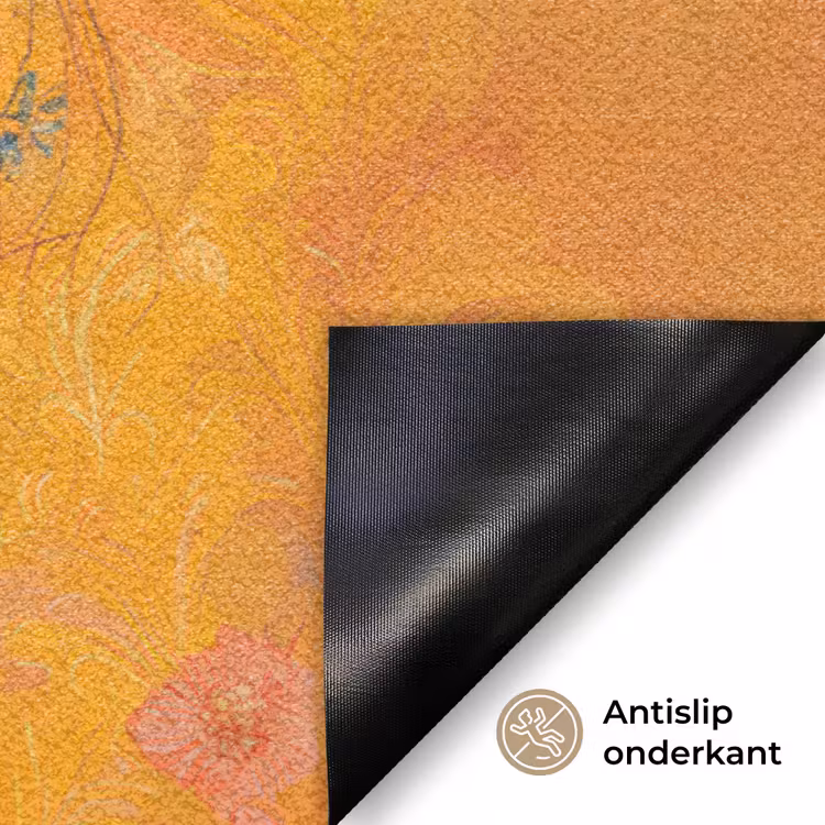 Vrouw - Bloemen - Aesthetic - Oranje Deurmat klein -antislip_NL