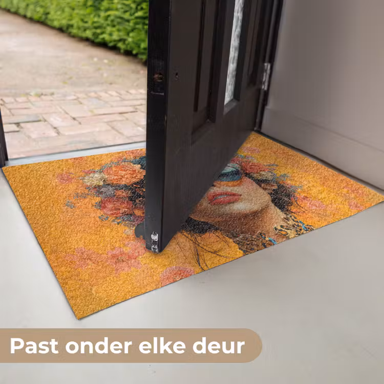 Vrouw - Bloemen - Aesthetic - Oranje Deurmat klein -USP_NL