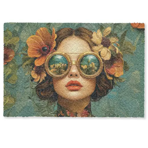 Vrouw - Bloemen - Vlinders - Natuur - Vintage Deurmat klein -zkaufland3d