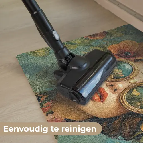 Vrouw - Bloemen - Vlinders - Natuur - Vintage Deurmat klein -reinigen_NL