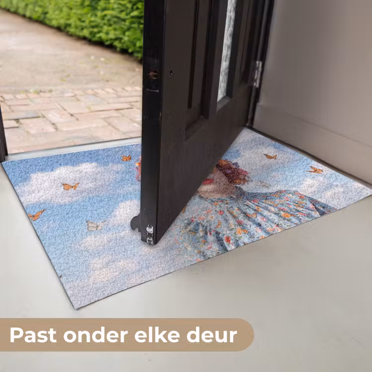 Vrouw - Bloemen - Zomer - Portret - Kleurrijk Deurmat klein -USP_NL