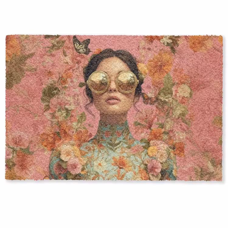 Vrouw - Bril - Roze - Bloemen Deurmat klein -zkaufland3d