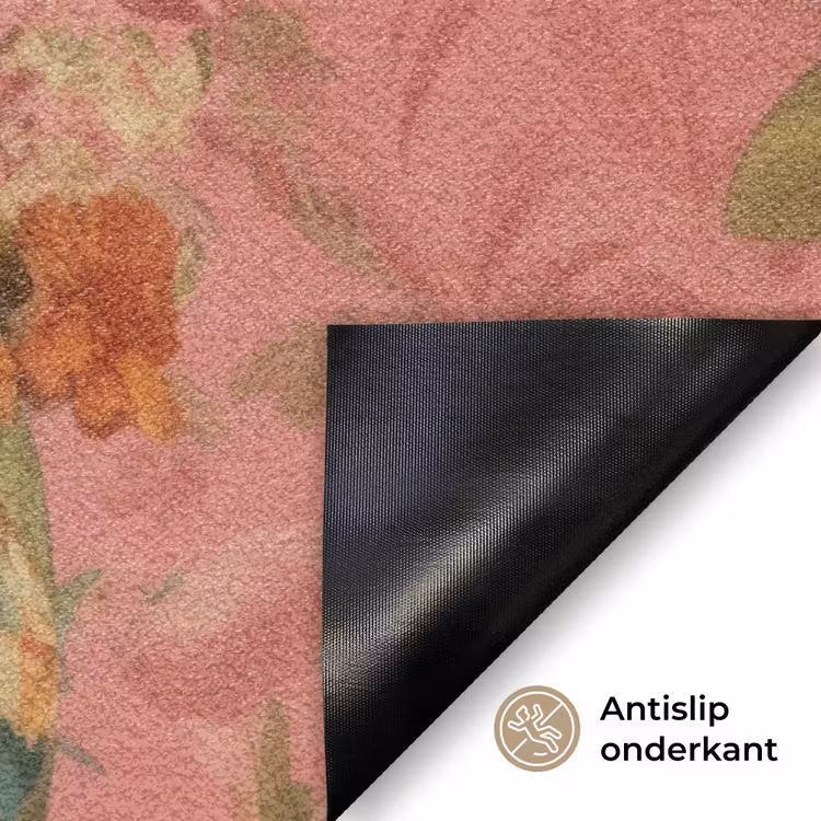 Vrouw - Bril - Roze - Bloemen Deurmat klein -antislip_NL
