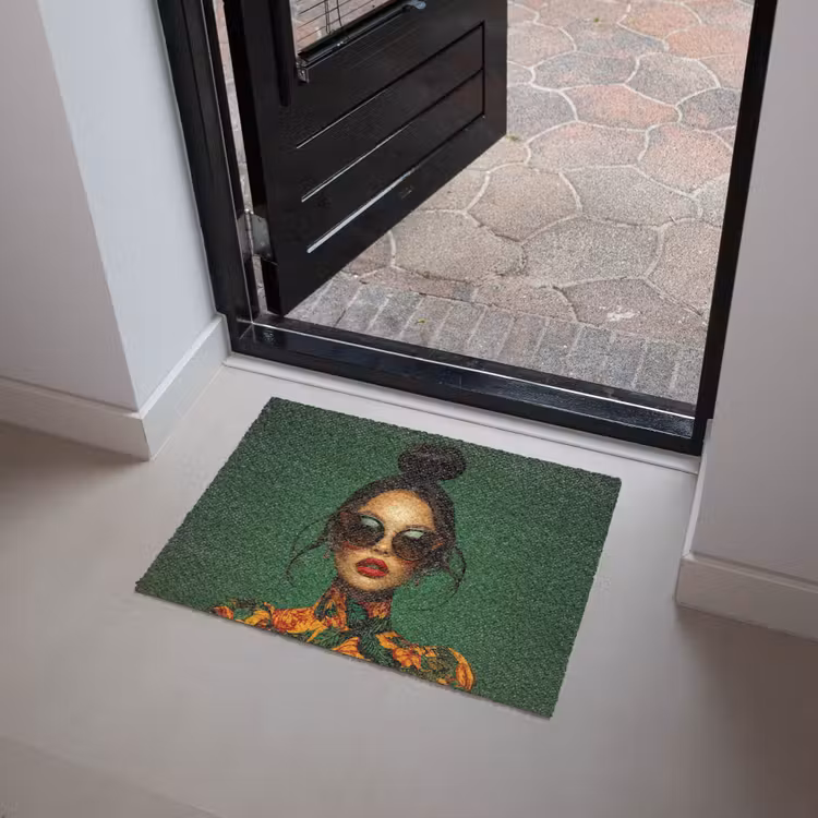Vrouw - Groen - Modern - Bril - Abstract Deurmat klein -sfeer5