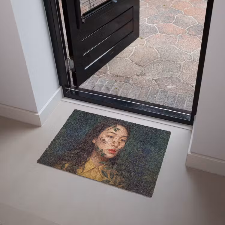 Vrouw - Insecten - Natuur - Portret - Groen Deurmat klein -sfeer5