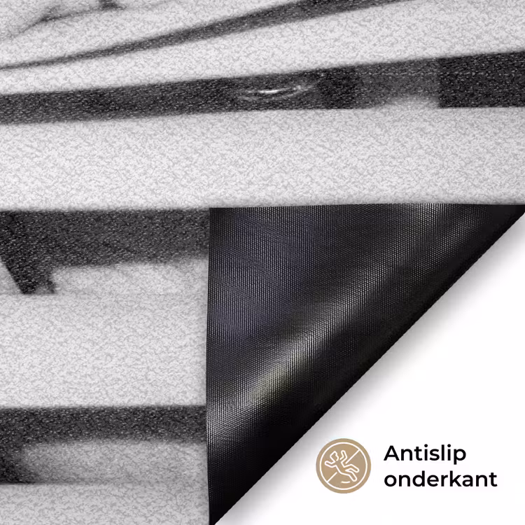 Vrouw - Jaloezieën - Portret - Zwart-wit Deurmat klein -antislip_NL