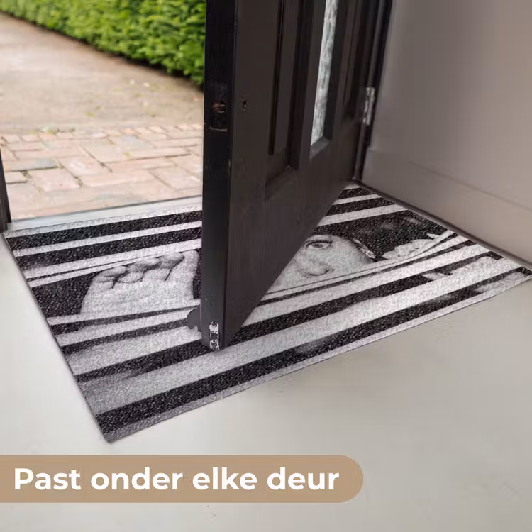 Vrouw - Jaloezieën - Portret - Zwart-wit Deurmat klein -USP_NL