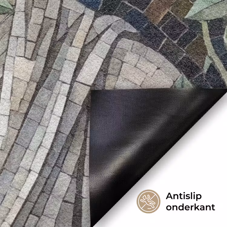 Vrouw - Klassiek - Mozaiëk - Natuur - Groen Deurmat klein -antislip_NL
