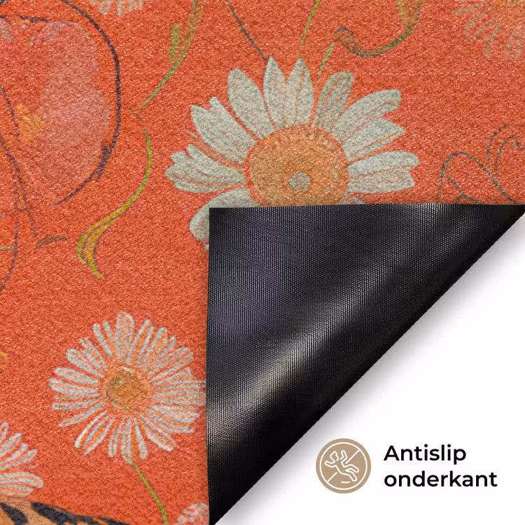 Vrouw - Kleurrijk - Dierenprint - Bloemen Deurmat klein -antislip_NL