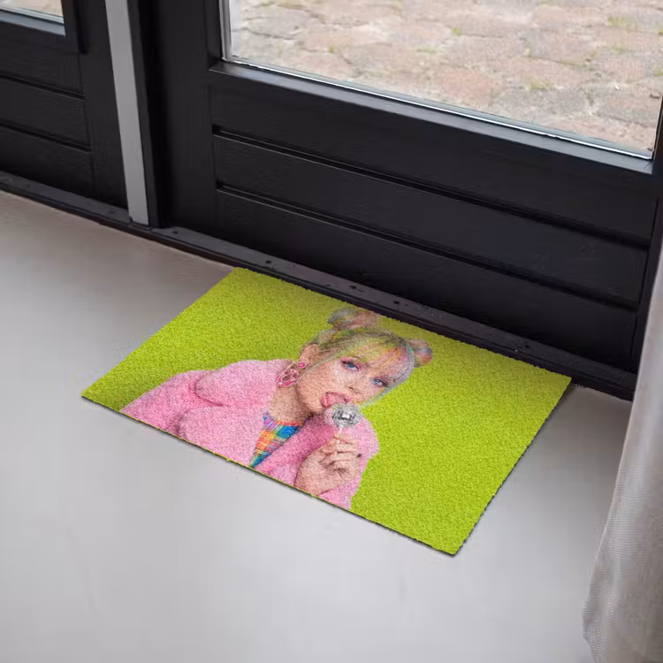 Vrouw - Kleurrijk haar - Pop art - Modern - Levendig Deurmat klein -sfeer2