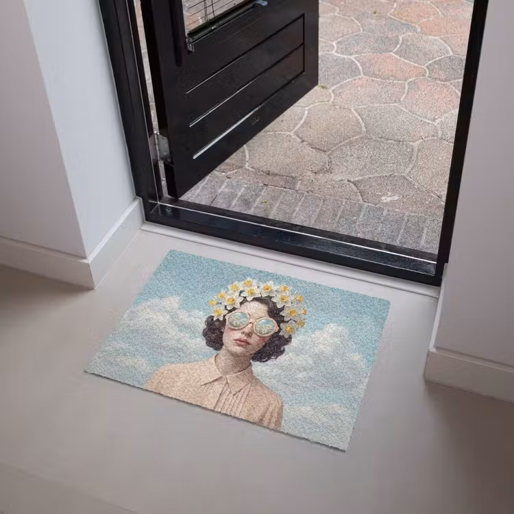 Vrouw - Narcissen - Geel Deurmat klein -sfeer5