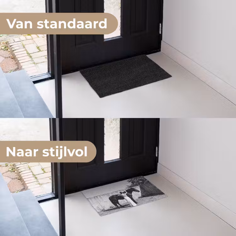 Vrouw - Paard - Artistiek Deurmat klein -voor-na_NL