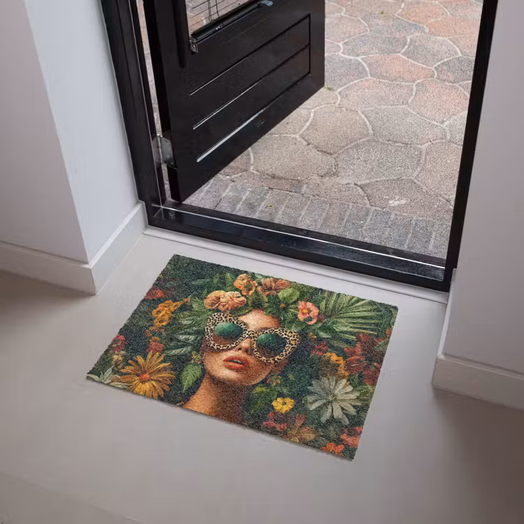 Vrouw - Panterprint - Jungle - Natuur - Luxe Deurmat klein -sfeer5