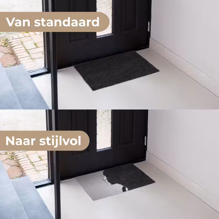 Vrouw - Profiel - Mensen - Zwart-wit Deurmat klein -voor-na_NL