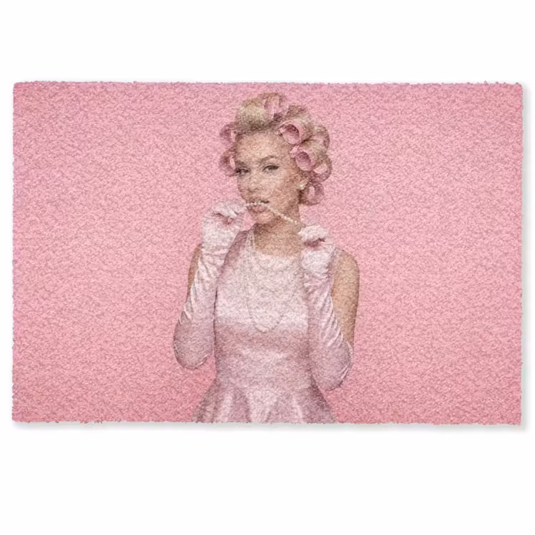 Vrouw - Roze - Parelketting - Krulspelden Deurmat klein -zkaufland3d