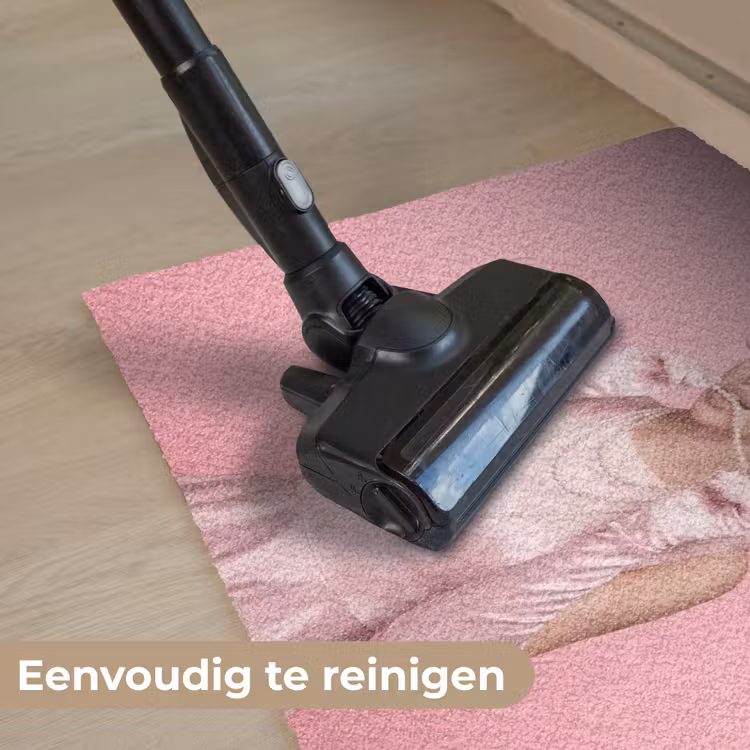 Vrouw - Roze - Parelketting - Krulspelden Deurmat klein -reinigen_NL