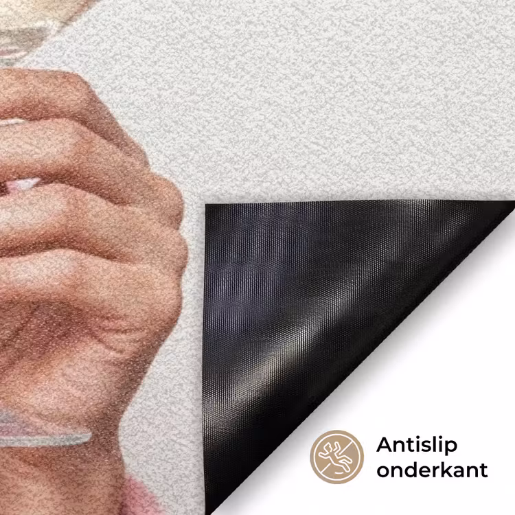 Vrouw - Roze - Wijn - Zonnebril Deurmat klein -antislip_NL