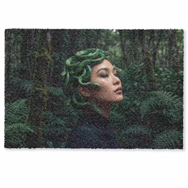 Vrouw - Slang - Natuur - Mystiek - Groen Deurmat klein -zkaufland3d