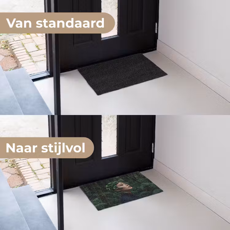 Vrouw - Slang - Natuur - Mystiek - Groen Deurmat klein -voor-na_NL
