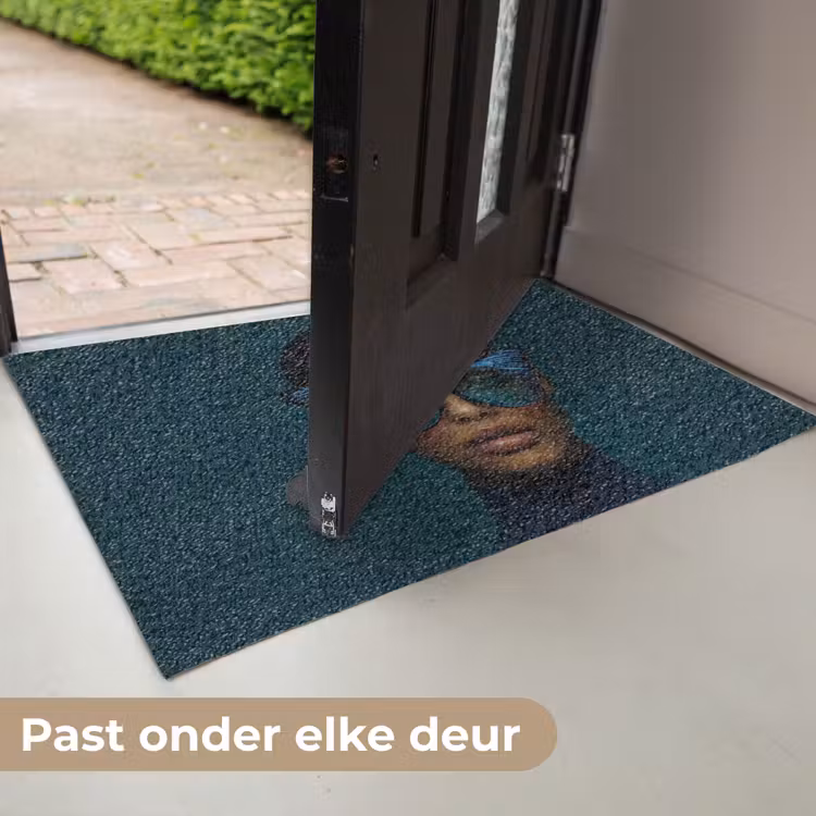 Vrouw - Vlinder - Bril - Blauw - Modern - Portret Deurmat klein -USP_NL