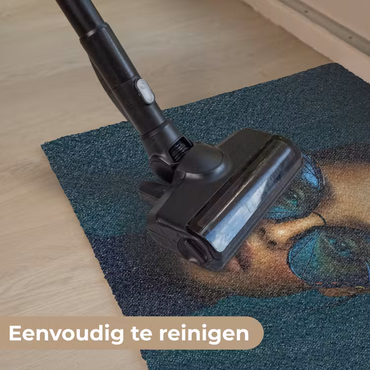 Vrouw - Vlinder - Bril - Blauw - Modern - Portret Deurmat klein -reinigen_NL