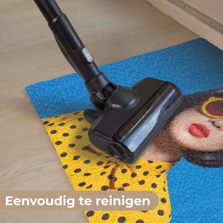 Vrouw - Zonnebril - Pop Art - Portret - Geel Deurmat klein -reinigen_NL