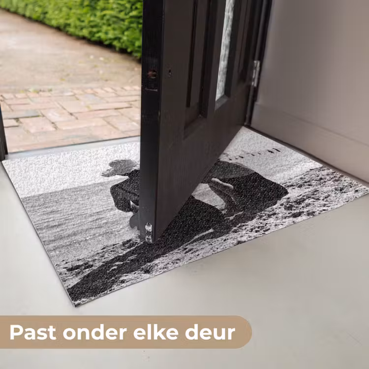 Vrouwen - Zonnehoed - Strand - Zwart - Wit Deurmat klein -USP_NL