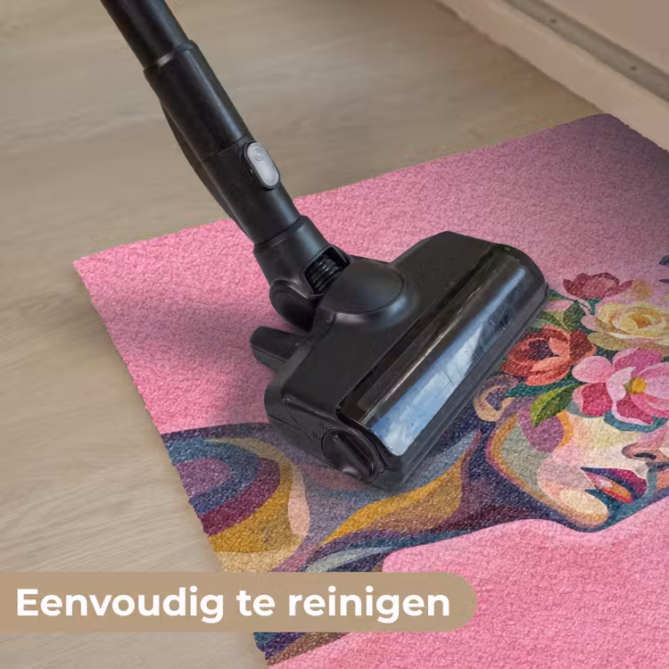 Vrouwengezicht - Vlinders - Kleurrijk Deurmat klein -reinigen_NL