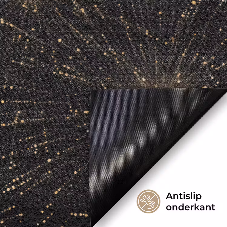 Vuurwerk - Patroon - Feestelijk - Goud - Zwart Deurmat klein 898 -antislip_NL