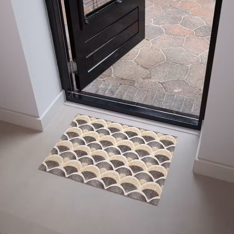 Waaier - Patroon - Zwart - Beige Deurmat klein 898 -sfeer5