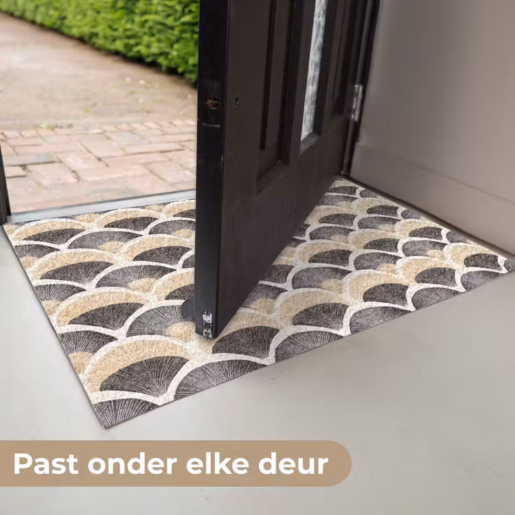 Waaier - Patroon - Zwart - Beige Deurmat klein 898 -USP_NL