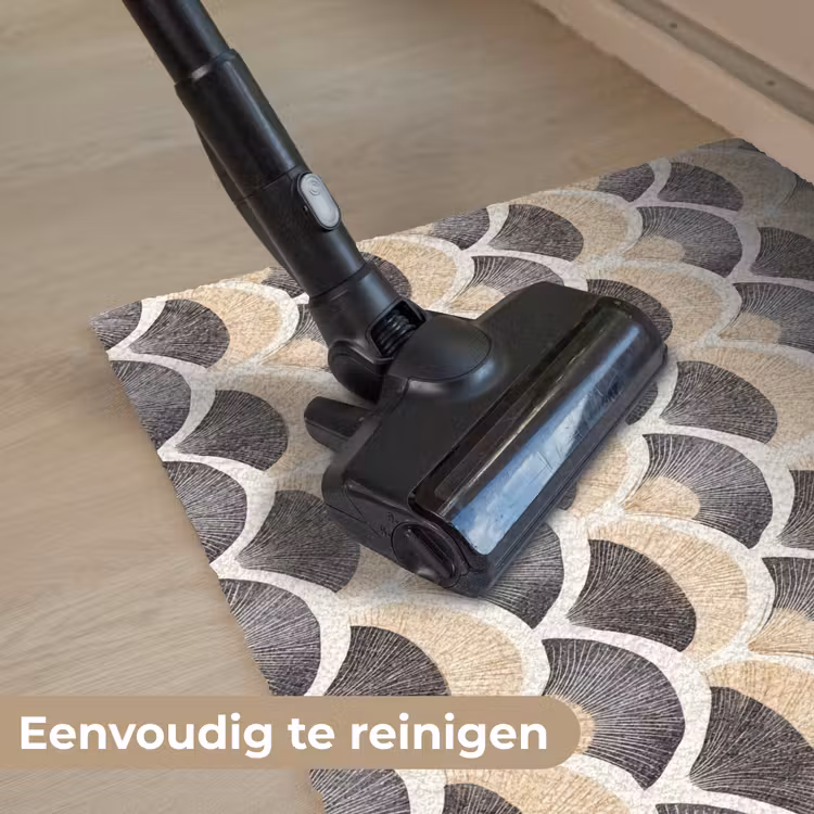 Waaier - Patroon - Zwart - Beige Deurmat klein 898 -reinigen_NL