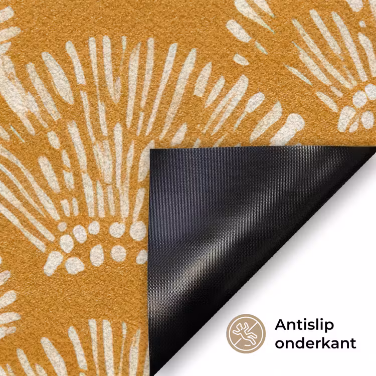 Waaierachtige motieven - Geel - Vintage Deurmat klein -antislip_NL