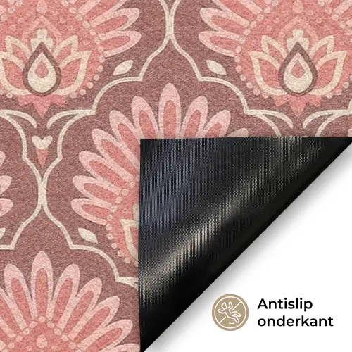 Waaiermotief - Patroon - Roze Deurmat klein -antislip_NL