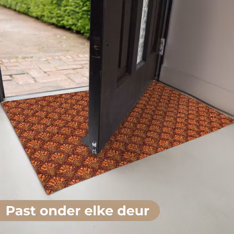 Waaiers - Art Deco - Botanisch - Roestbruin - Oranje Deurmat klein 898 -USP_NL
