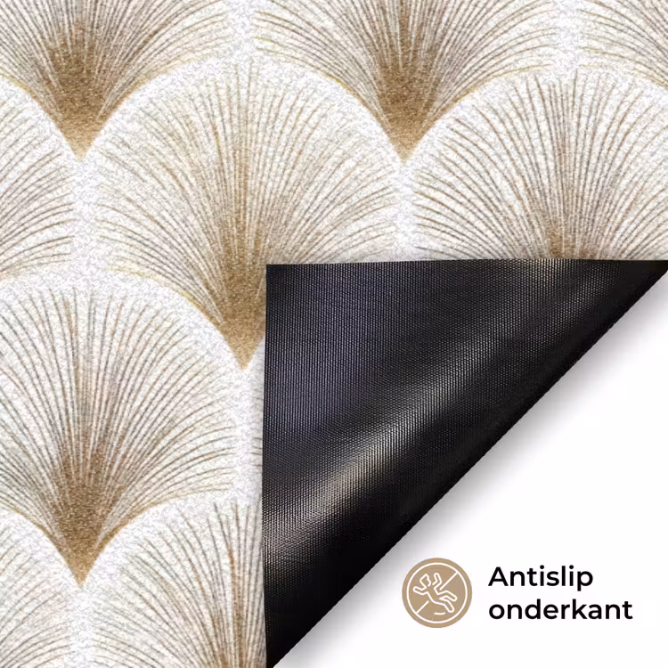 Waaiers - Art Deco - Elegant - Goud - Wit Deurmat klein 898 -antislip_NL
