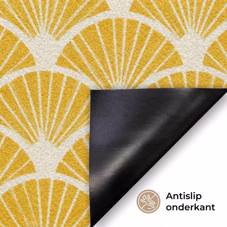 Waaiers - Art Deco - Retro - Okergeel Deurmat klein 898 -antislip_NL