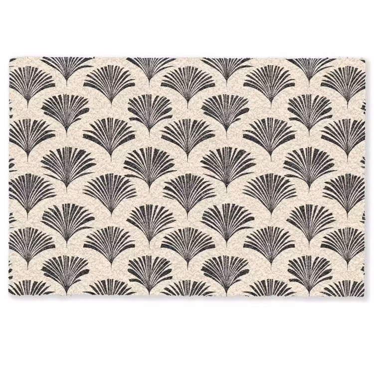 Waaiers - Botanisch - Zwart - Beige Deurmat klein 898 -zkaufland3d